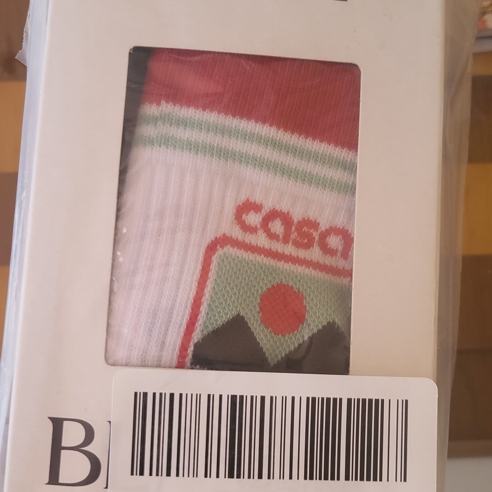 Casablanca Logo Red & White Athletic Crew Socks